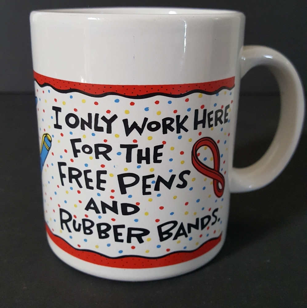 Vintage Shoebox Greetings I'm here Free Pens Coffee Mug